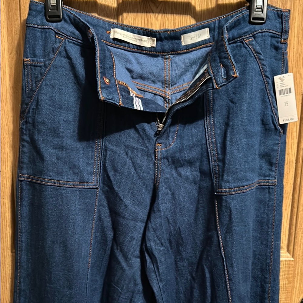 Anthropologie Blue Relaxed Jeans with Classic Indigo Wash tagged “denim medi”
